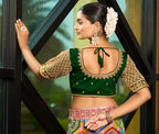 Pujia Mills WomenS Indian Ethnic Wear Designer Maggam With Zari Embroidery With Sequence Work Round Neck Half Sleeve Readymade