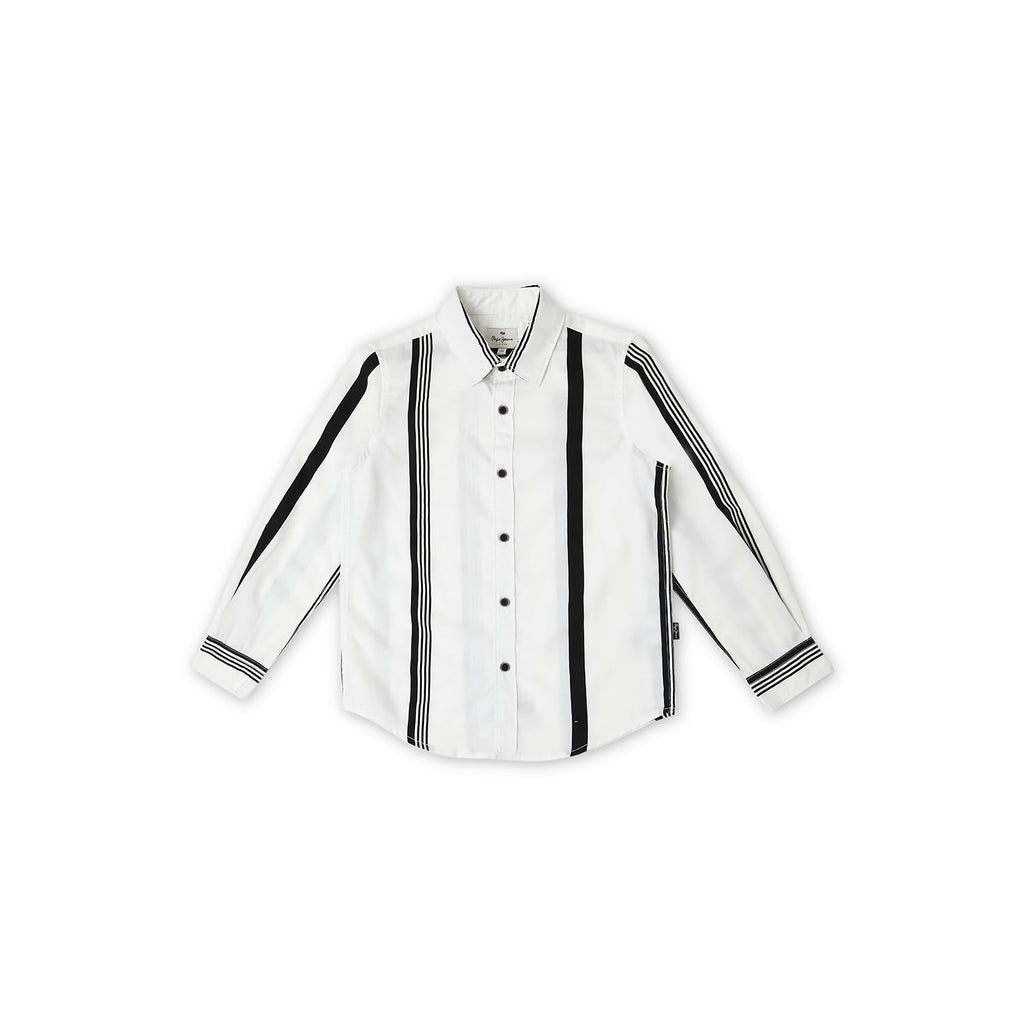 Pepe Jeans BoyS Striped Regular Fit Shirt (Pb302607_White