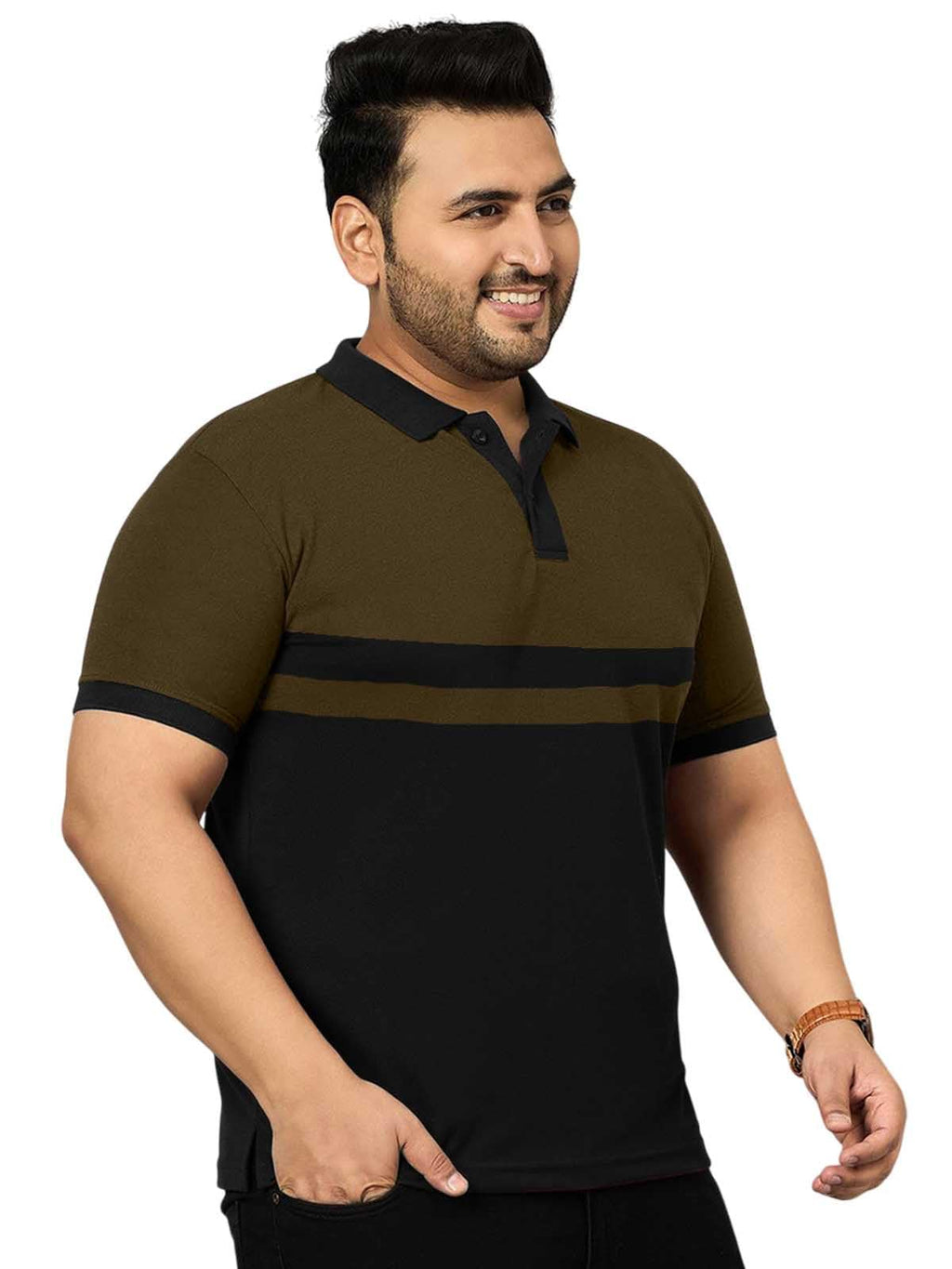 Veirdo Men's Cotton Short Sleeve Regular Fit Classic Polo Collar Plus Size T-Shirt