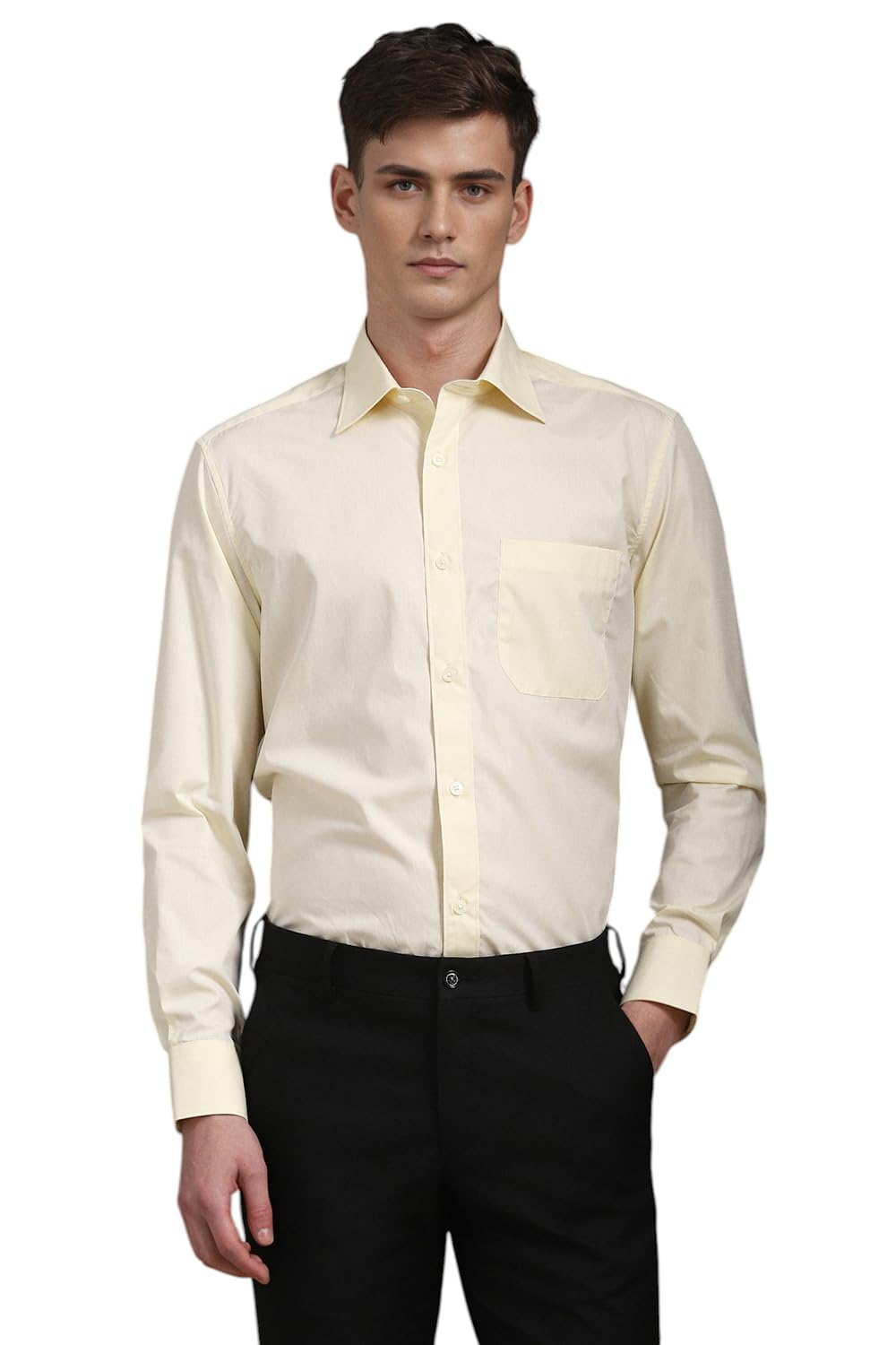 Louis Philippe Men Cream Classic Fit Dots Full Sleeves Formal Shirt