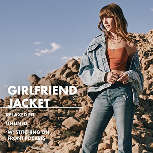 Wrangler Women's Relaxed Fit Girlfriend Denim Jacket, Daffodil, XX-Large