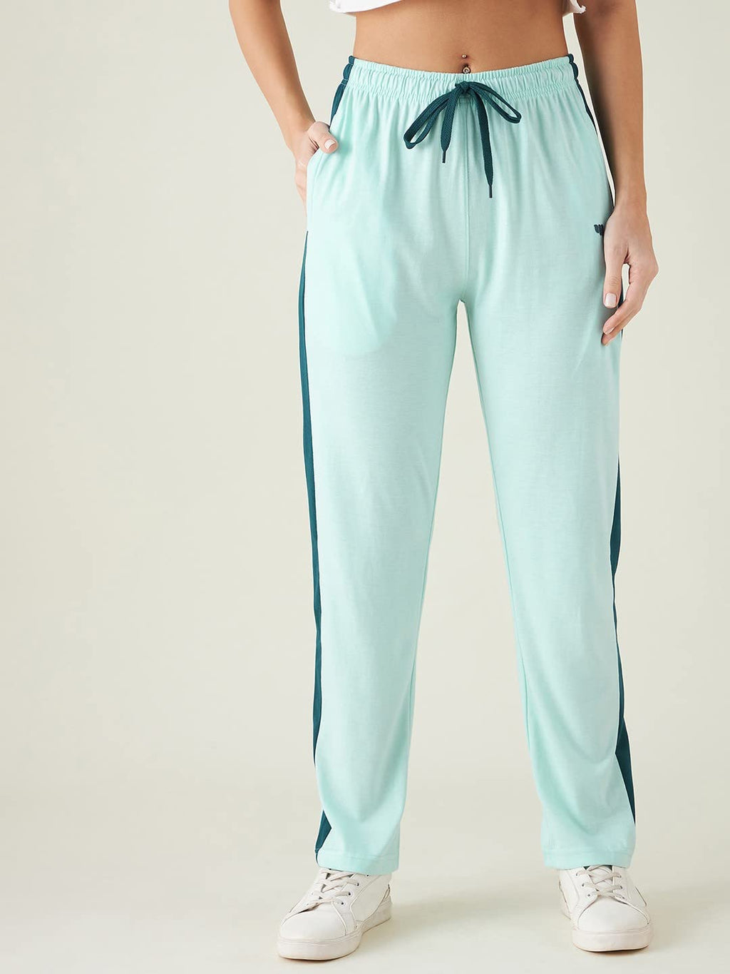 Modeve Striped Women Blue Track Pant