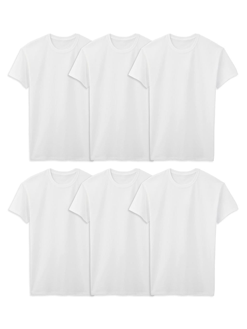 Fruit of the Loom Men's Eversoft Cotton Stay Tucked Crew T-Shirt, Big Man-6 Pack White, 3X_l