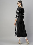 Anni Designer WomenS Cotton Blend Embroidered Straight Kurta (Stho-Black_M_Black_Medium)