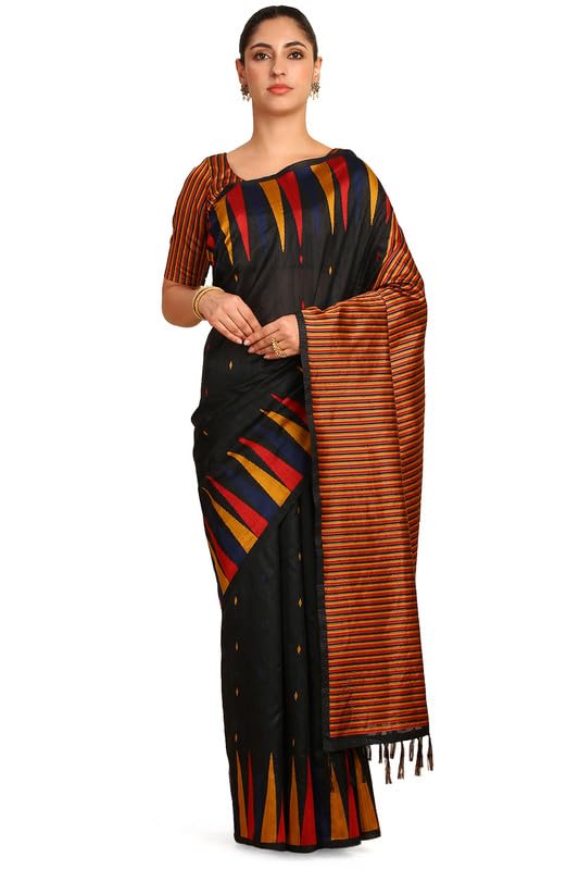 Soch Women Tussar Geometric Print Saree with Tassels