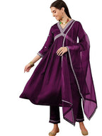 Lookmark WomenS Embroidered Georgette Alia Cut Kurta Pant Dupatta Set - Trendy And Elegant Ethnic Wear For Women (Az-Lm-Og-Ks21