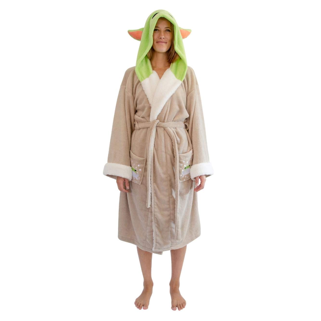 Star Wars: The Mandalorian, Grogu The Child Hooded Bathrobe for Women | Baby Yoda-Themed Soft Plush Spa Robe for Shower | Lightw