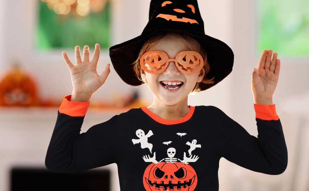 Popshion Kids Halloween Pajamas Pumpkin Girls Nightmare Before Christmas Sleepwear Toddler Boys Halloween Glow in the Dark Pjs S