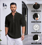 Macsivo MenS Stylish Mandarin Collar Kurta | Casual Ethnic Fusion Shirt For Daily, Party & Travel | Full Sleeves | Cotton Polye