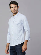 Thomas Scott Mens Solid Slim Fit Casual Shirt with Spread Collar and Full Sleeve Sky Blue