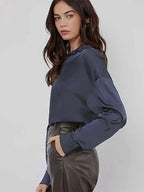 CB-COLEBROOK Womens Blouse Satin Silk Stylish Shirts Button Down Solid Shirts Casual Loose Long Sleeve Office Work Tunic Wester