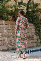 ANNI DESIGNER Womens Cotton Blend Straight Printed Kurta with Palazzo (Chinki Green_S_Green_Small)