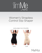 SlimMe Strapless Slips for Under Dresses, Women's Shapewear Slips, Comfortable and Breathable Tummy Control Slip - Black, Large,