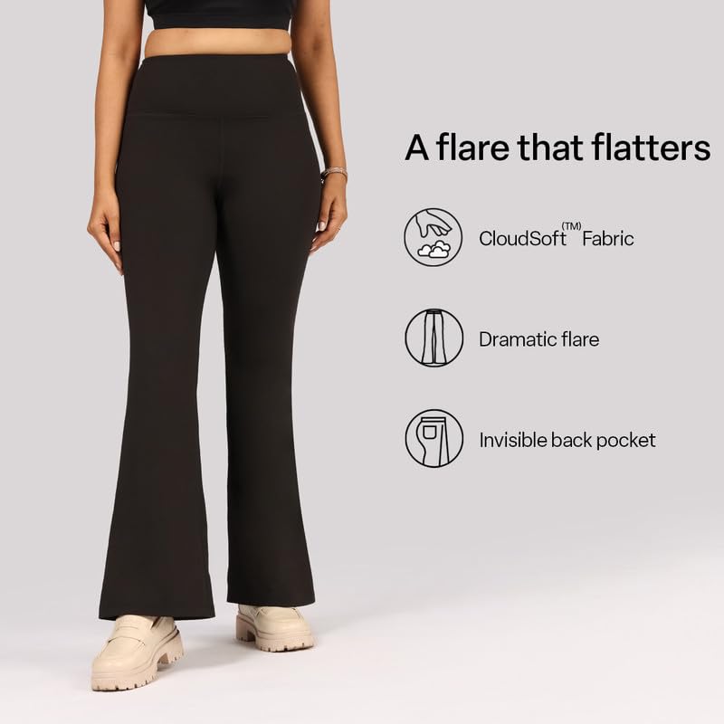 BlissClub Ultimate Flare Pants Lite Regular for Women Upto 54 ft | High Waist Trousers and Formal Pants for Office wear | Comfo