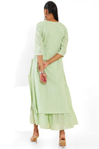 Soch Women Green Cotton Embroidered Dress Kurta