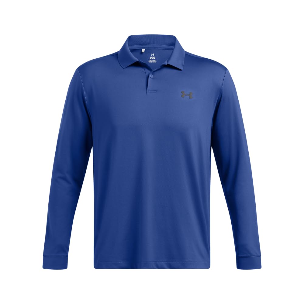 Under Armour Men's Performance Polo 3.0 Long Sleeve, (432) Tech Blue / / Black, X-Large