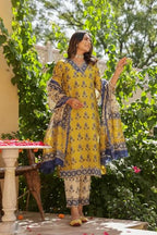 ANNI DESIGNER Womens Rayon Blend Straight Printed Kurta with Pant & Dupatta (Uchiha Mustard-VKS04_XXL_Mustard_XX-Large)
