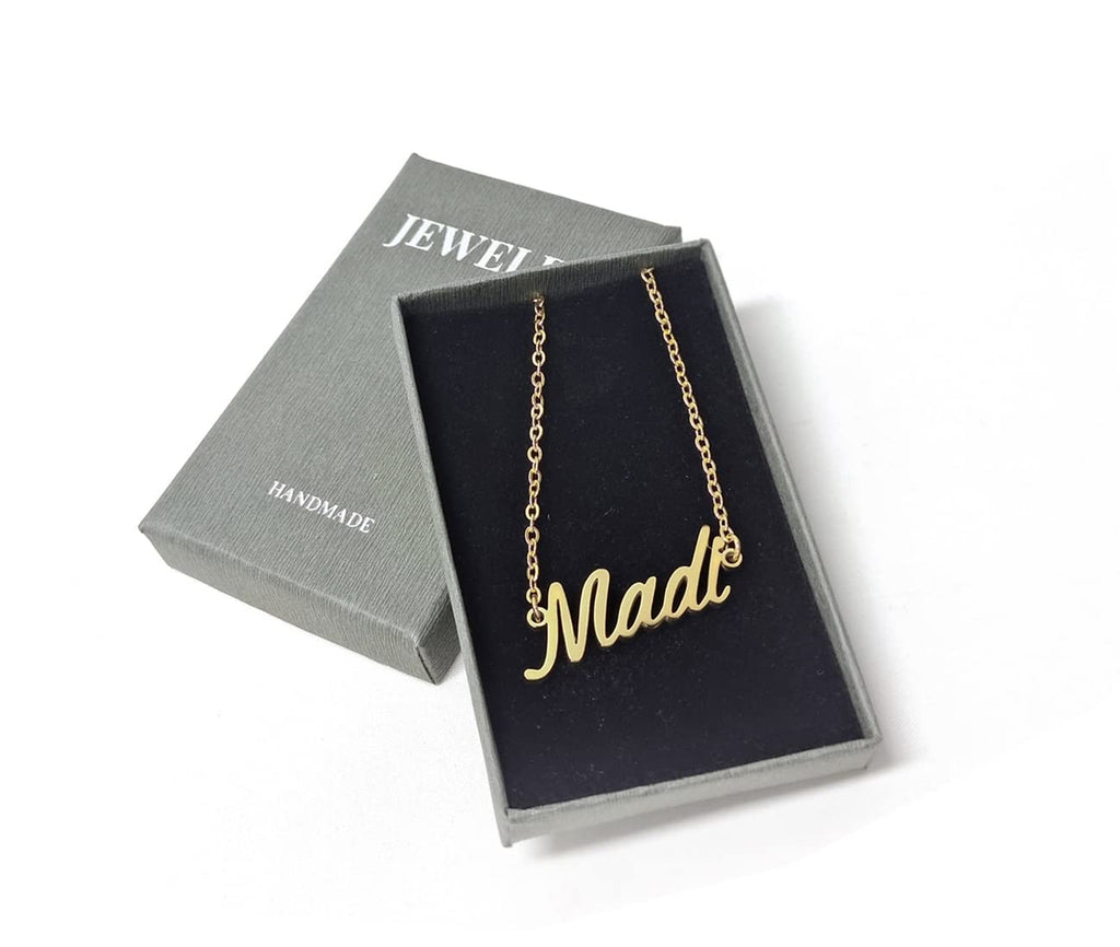 Aoloshow Women's Necklaces with Name Janessa Engraved Name Necklace 18k Gold Plated Stainless Steel Jewelry for Familys Christma