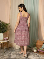 ANNI DESIGNER Womens Cotton Blend A-Line Printed Dress