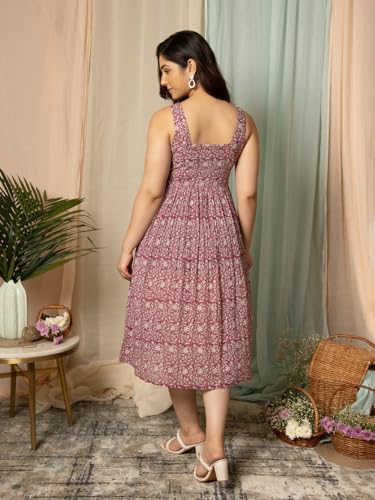 ANNI DESIGNER Womens Cotton Blend A-Line Printed Dress