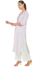 Soch Women Pink Rayon Embroidered Regular Kurta