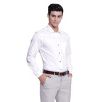 Turtle Men 100% Cotton White Solid Slim Fit Formal Shirts