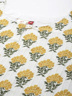 Aarika Womens Cream-Mustard Color Cotton Kurti