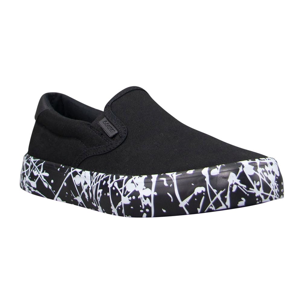 Lugz Women's Clipper Classic Slip-on Fashion Sneaker, Black/White Splatter, 8, M US