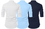 Finivo Fashion MenS Cotton Blend Regular Fit Solid Casual Kurta Shirt Pack Of 3