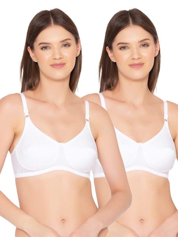 Groversons Paris Beauty WomenS Cotton Pack Of 2 NonPadded, Wirefree, FullCoverage Bra (Comb06C06C0636B) White 36