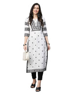 ANNI DESIGNER Womens Cotton Blend Embroidered Straight Fit Kurta (Stho-White-Nw2_S_White_Small)