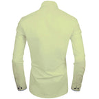 Zombom MenS Solid Cotton Blend Regular Fit Full Sleeve Collared Neck Casual Shirt For Men Light Yellow