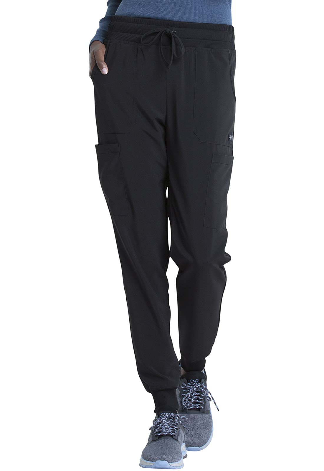EDS Essentials Jogger Scrubs for Women, Drawstring Scrub Pants DK065, XXS, Black