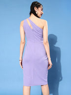 Rare Women Casual Lavender Colour Knee Length Solid Dress