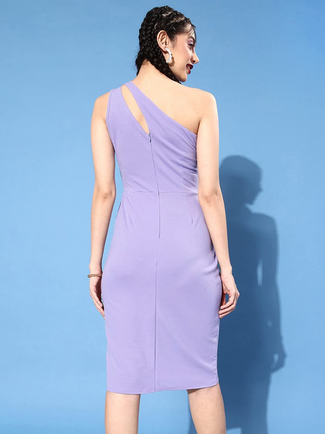 Rare Women Casual Lavender Colour Knee Length Solid Dress