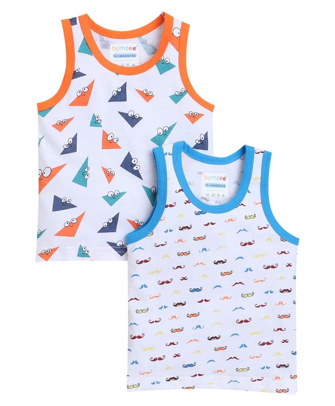 Bumzee White Boys Sleeveless T-Shirts Pack Of 2 Age - 6-12 Months (Peb8316C-Wht)