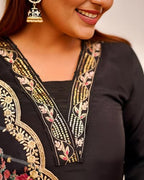 Lookmark WomenS Print & Embroidered Straight Cotton Blend Stitched Kurta Pant With Dupatta | Kurta Sets For Woman | Kurti Pant