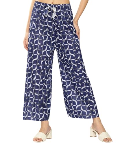 Aarika Girls Casual Blue Colour Printed Nylon Palazzo-(12-13 Years-14-15 Years)-(New_PL-KG-12-BLUE-40)