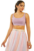 Soch Womens Onion Pink Shimmery Scoop-Neck Back-Open Sleeveless Blouse