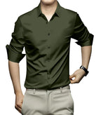 Deelmo MenS Stylish Solid Satin Casual Shirt For Men Full Sleeves| Poly Satin Silk Shirt