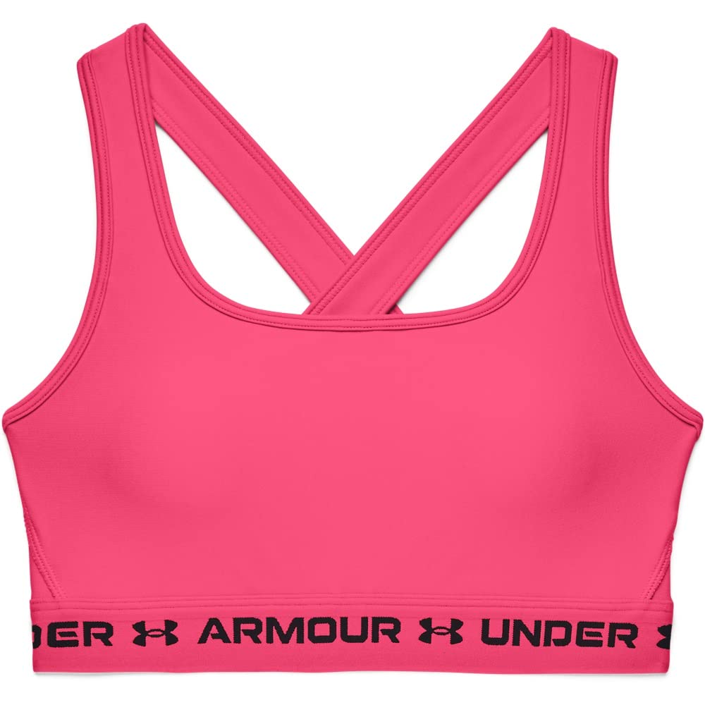 Under Armour Womens Crossback Mid Impact Sports Bra , Cerise (653)/Black , 2X