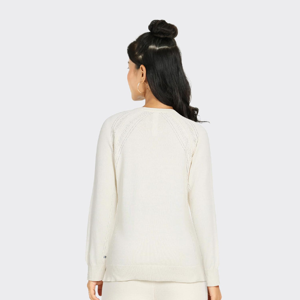 BlissClub at-Ease CottonKnit Top | 100% Cotton top| Breathable | Ventilation Panels | Full Sleeves | Pointelle top