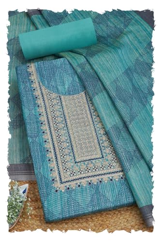 Soch Women Art Silk Geometric Print Unstitch Dress Material with Zari
