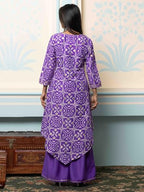 Ishin Geometric Printed V-Neck A-Line Kurta With Sharara