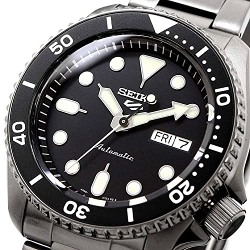 SEIKO SRPD65 Automatic Watch for Men - 5 Sports - Black Dial, Day/Date Calendar, LumiBrite Hands and Markers, and Rotating Bezel