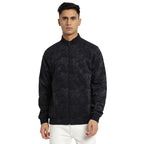 Turtle Men Knitted Printed Regular Fit Full Sleeve Black Windcheater Jacket