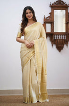 Flosive Mix Color & Gold Zari Woven Kanjivaram Saree With Blouse