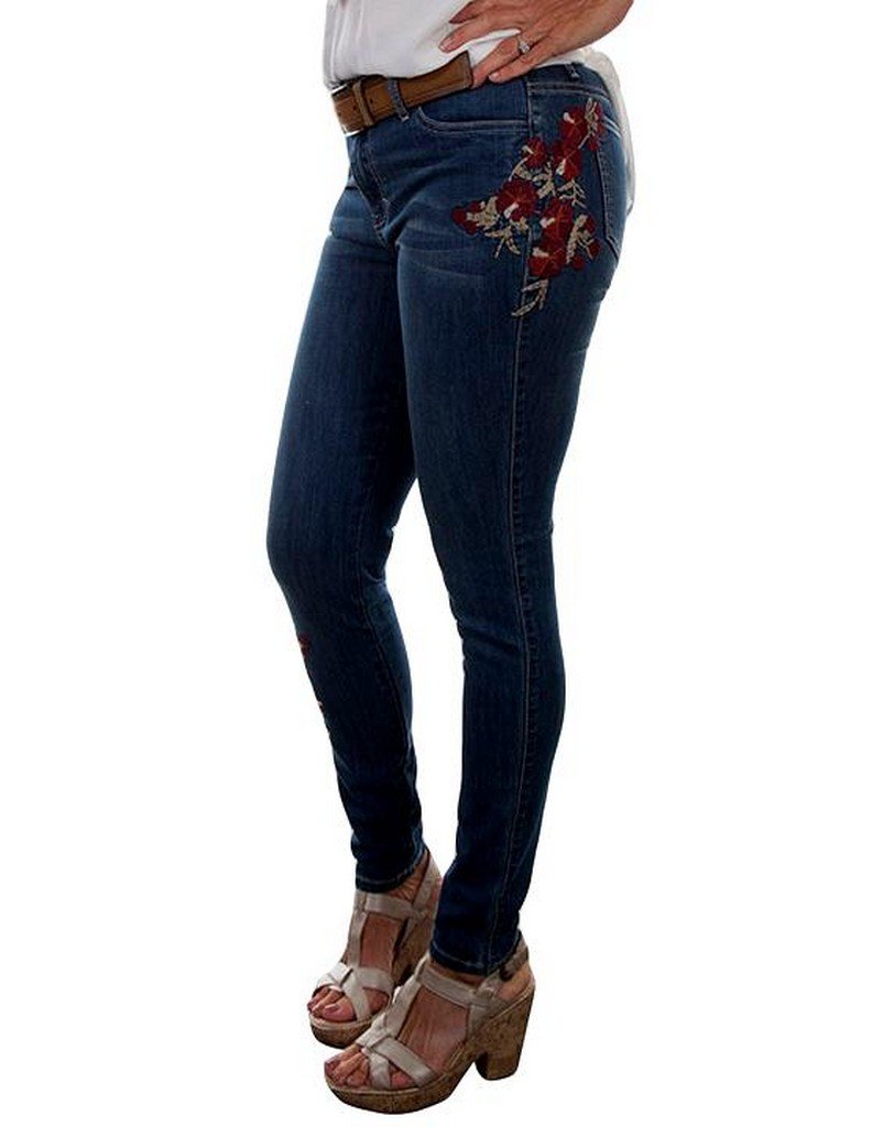 FLORAL EMBROIDERED JEANS