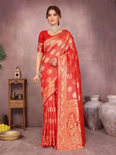 Varanga Women Banarasi Saree With Blouse Piece