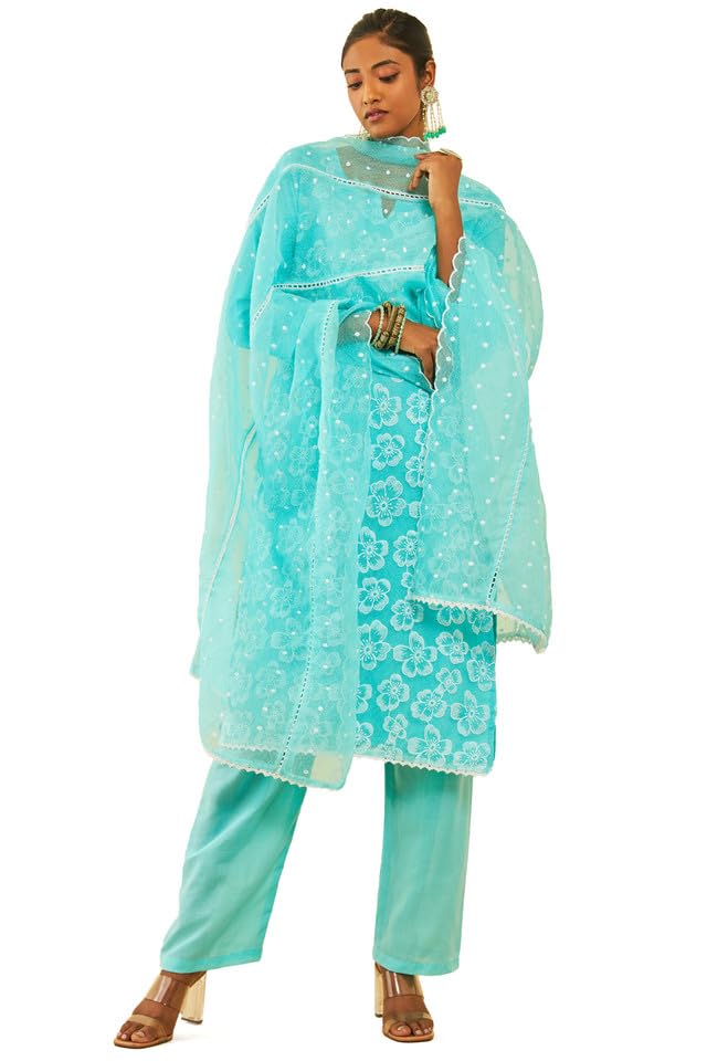 Soch Women Kota Embroidered Unstitch Dress Material with Thread Work